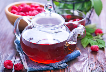 Image showing raspberry and tea