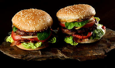 Image showing Two Tasty Hamburgers