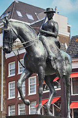 Image showing The equestrian statue of Queen Wilhelmina in Amsterdam