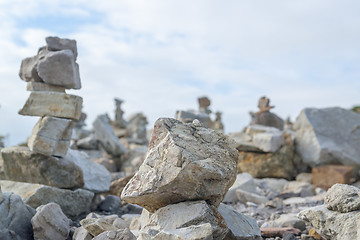 Image showing stone piles at Pointe de Pen-Hir