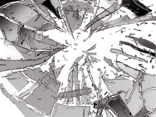 Image showing Shattered or broken glass Pieces isolated 