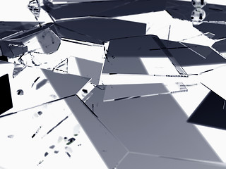 Image showing Shattered or demolished glass over on white 