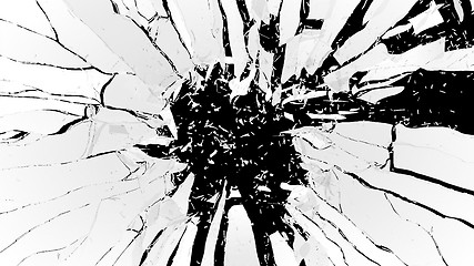 Image showing Shattered glass: sharp Pieces on black