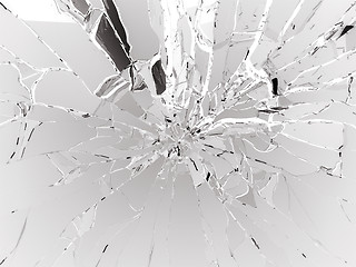 Image showing Many pieces of shattered glass over white