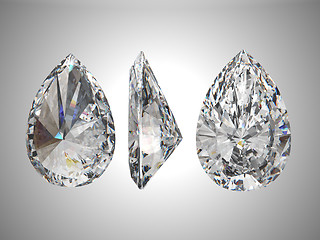 Image showing Three views of pear diamond