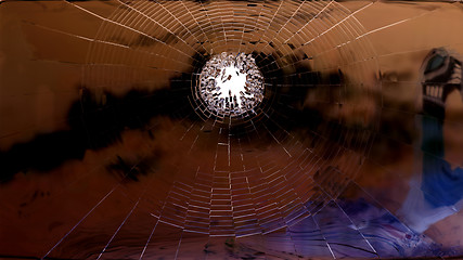 Image showing Broken window glass on white isolated 