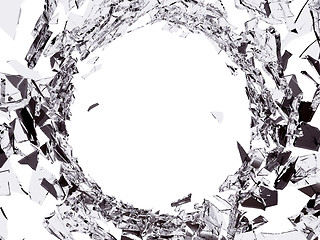 Image showing Pieces of Shattered glass on white background