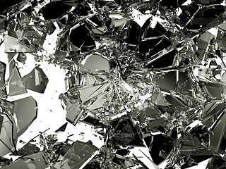 Image showing Shattered or broken glass Pieces on white