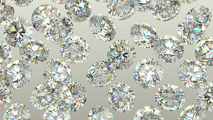 Image showing Sparkling large Diamonds or gems over grey background