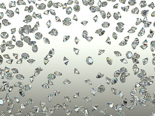 Image showing Sparkling Gemstones scatter and fly away over gradient