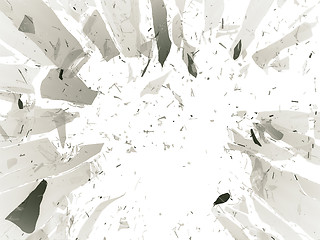 Image showing Shattered or demolished glass over white background