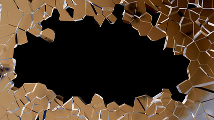 Image showing Shattered glass: sharp Pieces on black