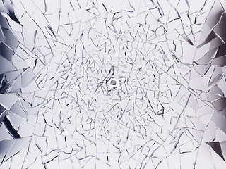 Image showing Shattered glass: sharp Pieces on white