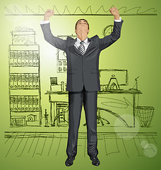 Image showing Vector Businessman With Hands Up