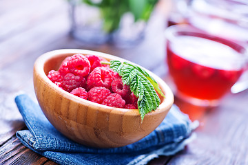 Image showing raspberry and tea