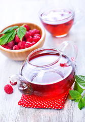 Image showing raspberry and tea