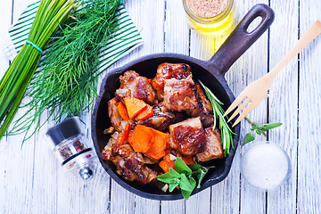 Image showing fried meat with vegetables