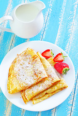 Image showing pancakes with strawberry