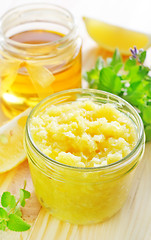 Image showing lemons jam and honey