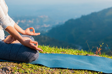 Image showing Close up Padmasana lotus pose