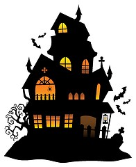 Image showing Haunted house silhouette theme image 1