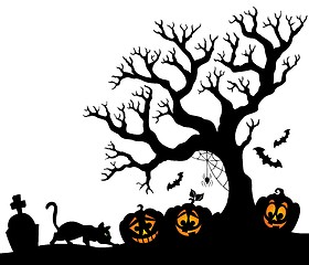 Image showing Halloween tree silhouette theme 1