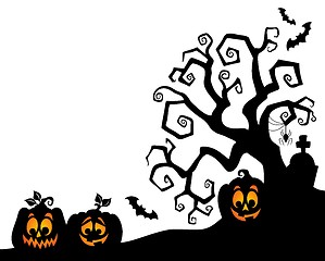 Image showing Halloween tree silhouette theme 2