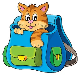 Image showing Cat in schoolbag theme image 1