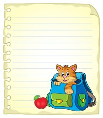 Image showing Notebook page with cat in schoolbag