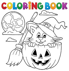 Image showing Coloring book Halloween cat theme 1