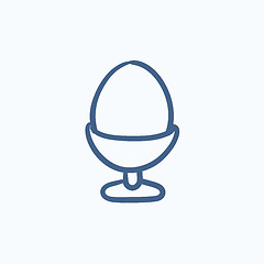 Image showing Easter egg in stand sketch icon.