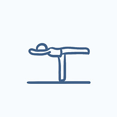 Image showing Man practicing yoga sketch icon.