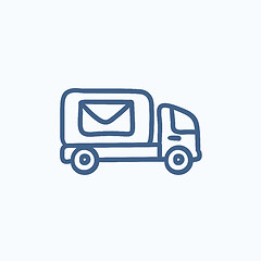 Image showing Mail van sketch icon.