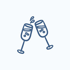 Image showing Two glasses of champaign sketch icon.