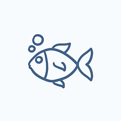 Image showing Little fish under water sketch icon.