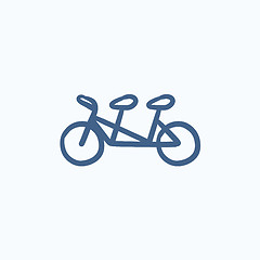 Image showing Tandem bike sketch icon.