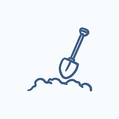 Image showing Mining shovel sketch icon.