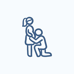 Image showing Man with pregnant wife sketch icon.