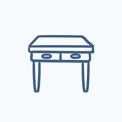 Image showing Table with drawers sketch icon.