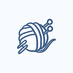 Image showing Threads for knitting with spokes sketch icon.