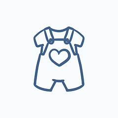 Image showing Baby overalls and shirt sketch icon.