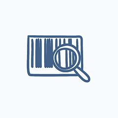 Image showing Magnifying glass and barcode sketch icon.