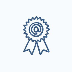 Image showing Award with at sign sketch icon.