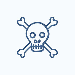 Image showing Skull and cross bones sketch icon.