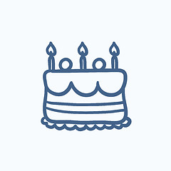 Image showing Birthday cake with candles sketch icon.