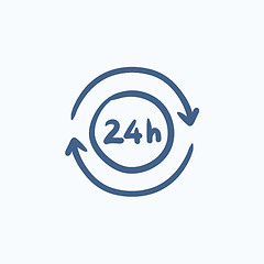 Image showing Service 24 hrs sketch icon.