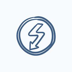 Image showing Lightning arrow downward sketch icon.