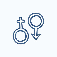 Image showing Male and female symbol sketch icon.