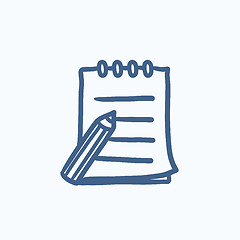 Image showing Writing pad and pen sketch icon.