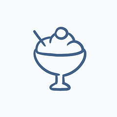 Image showing Cup of ice cream sketch icon.